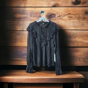 Long  Sleeve Blouse Lace Sheer